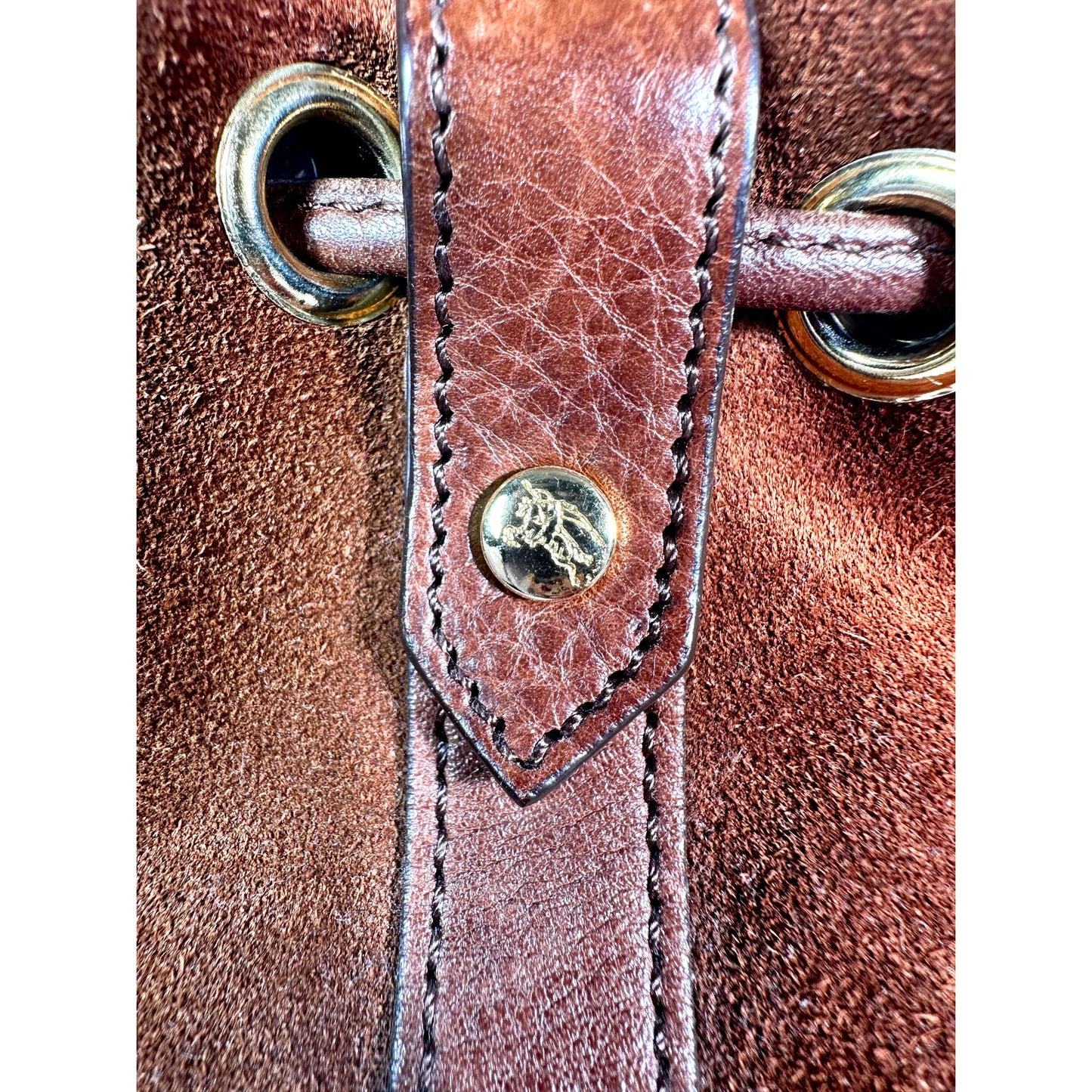 BURBERRY Suede Leather Drawstring Hobo