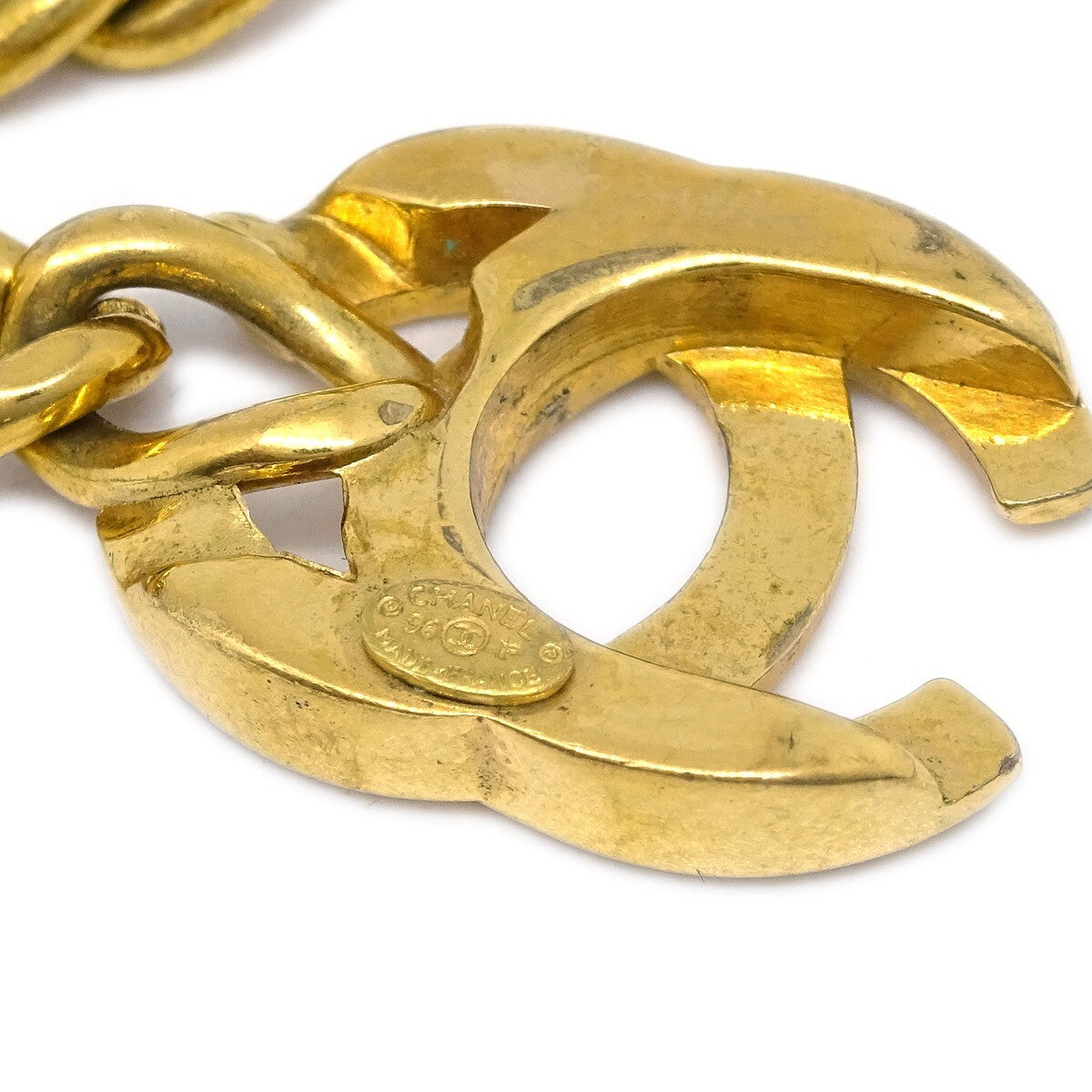 Chanel Vintage CC Turnlock Chain Metal, Gold, Gold Plated, Bracelet