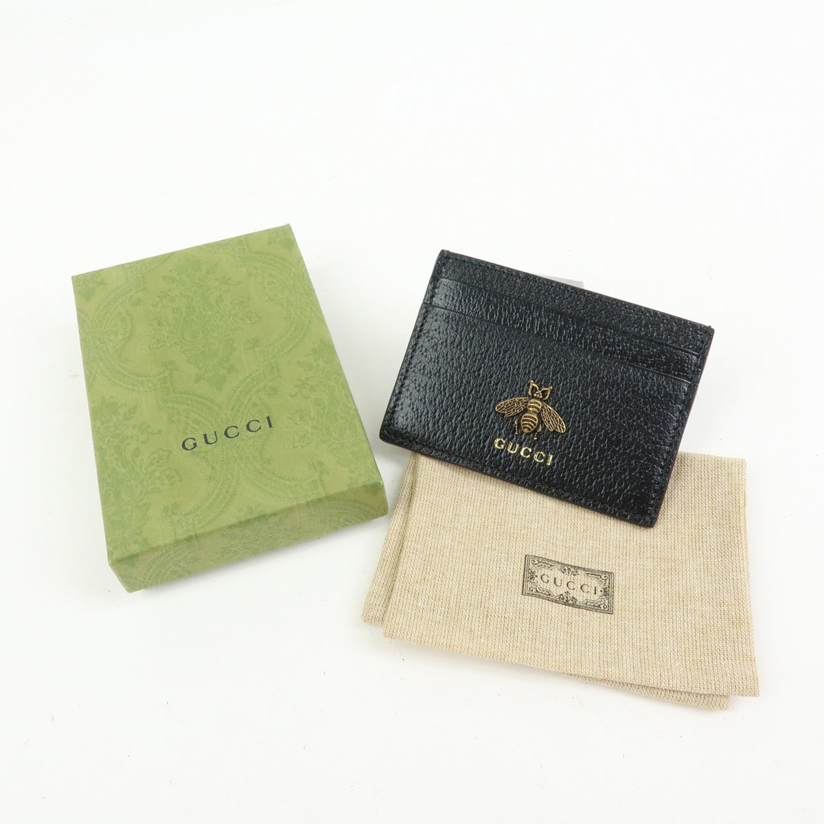 Gucci Animalier Card Holder Leather, Black, Leather, Card Holder