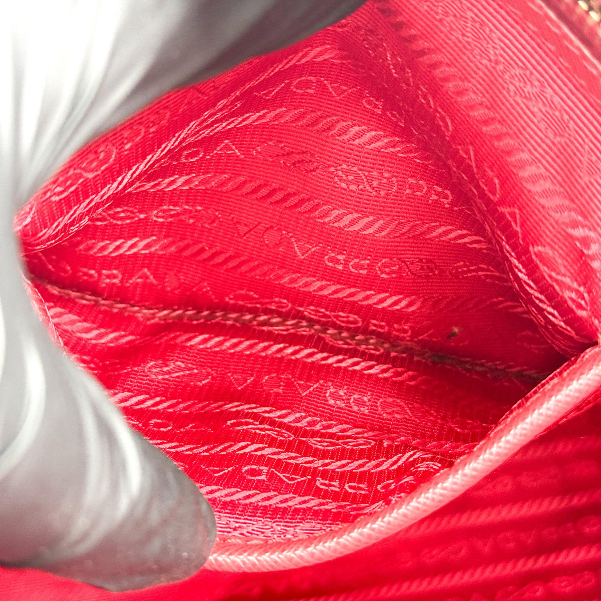 Prada Double Zip Lux Vernice Saffiano Leather, Red, Leather, Tote Bag