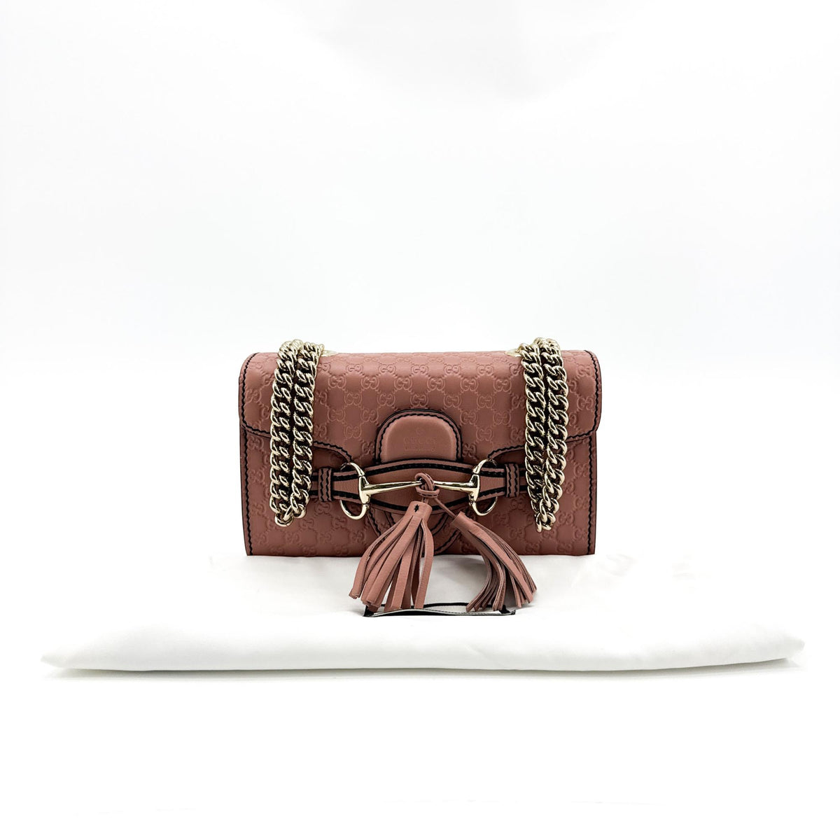Gucci Emily Chain Flap Guccissima Leather, Pink, Leather, Shoulder Bag