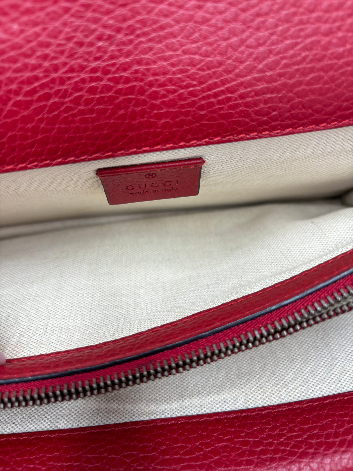 Gucci Dionysus Chain Leather, Red, Leather, Shoulder Bag