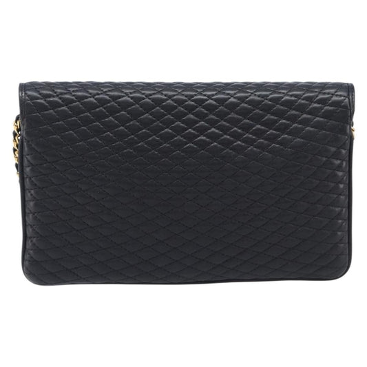 Bally Vintage Chain Quilted Leather, Black, Leather, Shoulder Bag