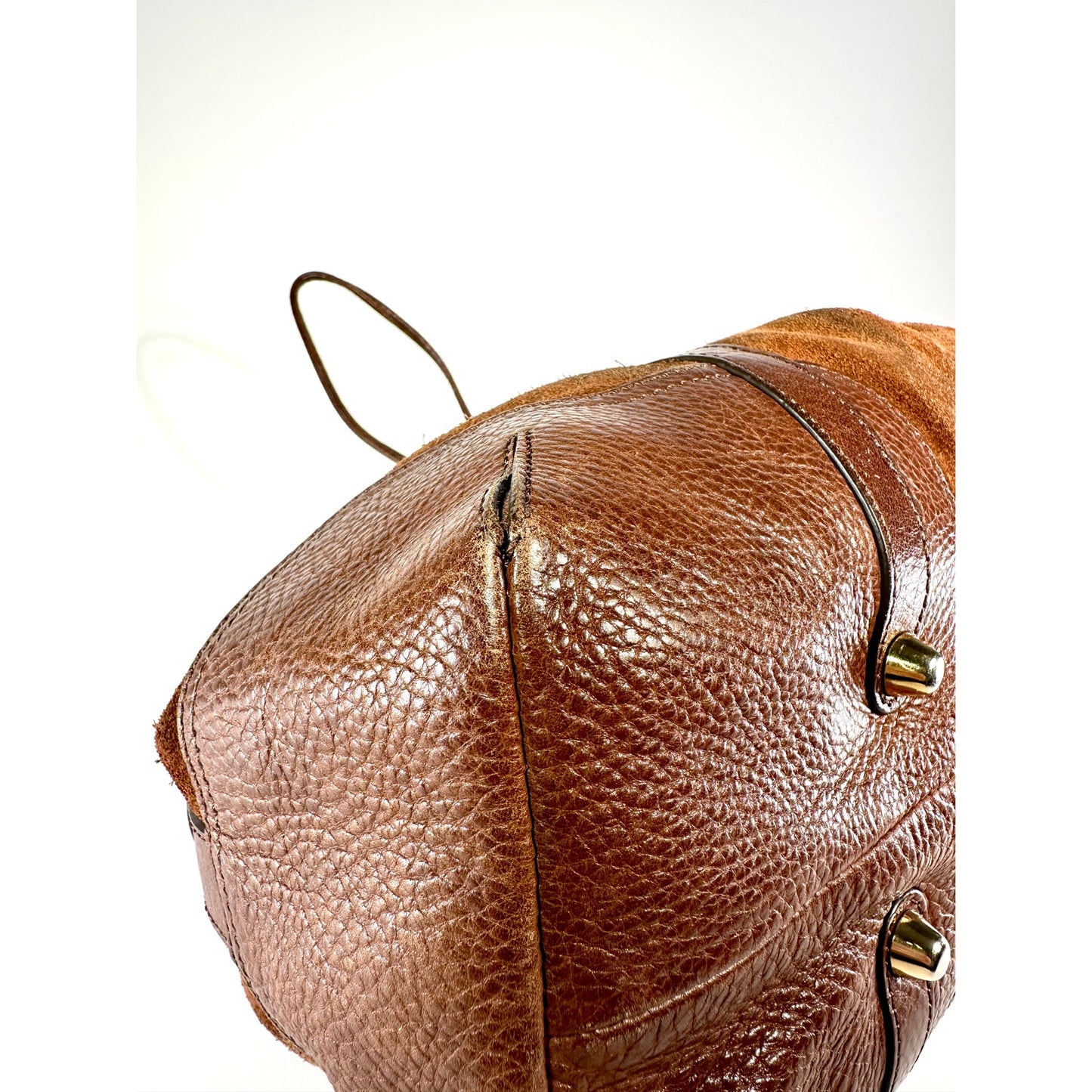 BURBERRY Suede Leather Drawstring Hobo