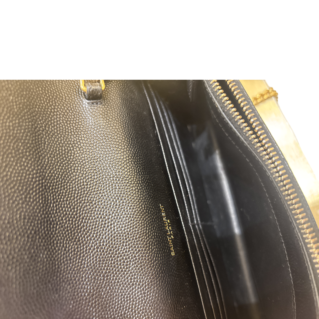 Saint Laurent Cassandre envelope Leather, Black, Leather, Crossbody Bag