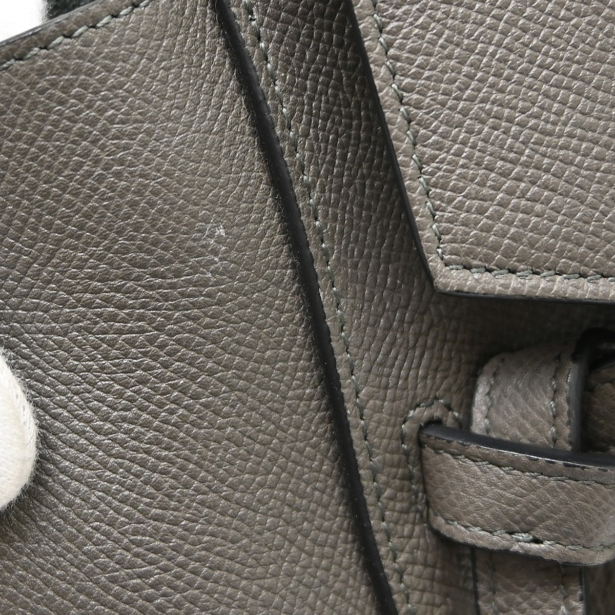 Celine Belt Leather, Gray, Leather, Handbag