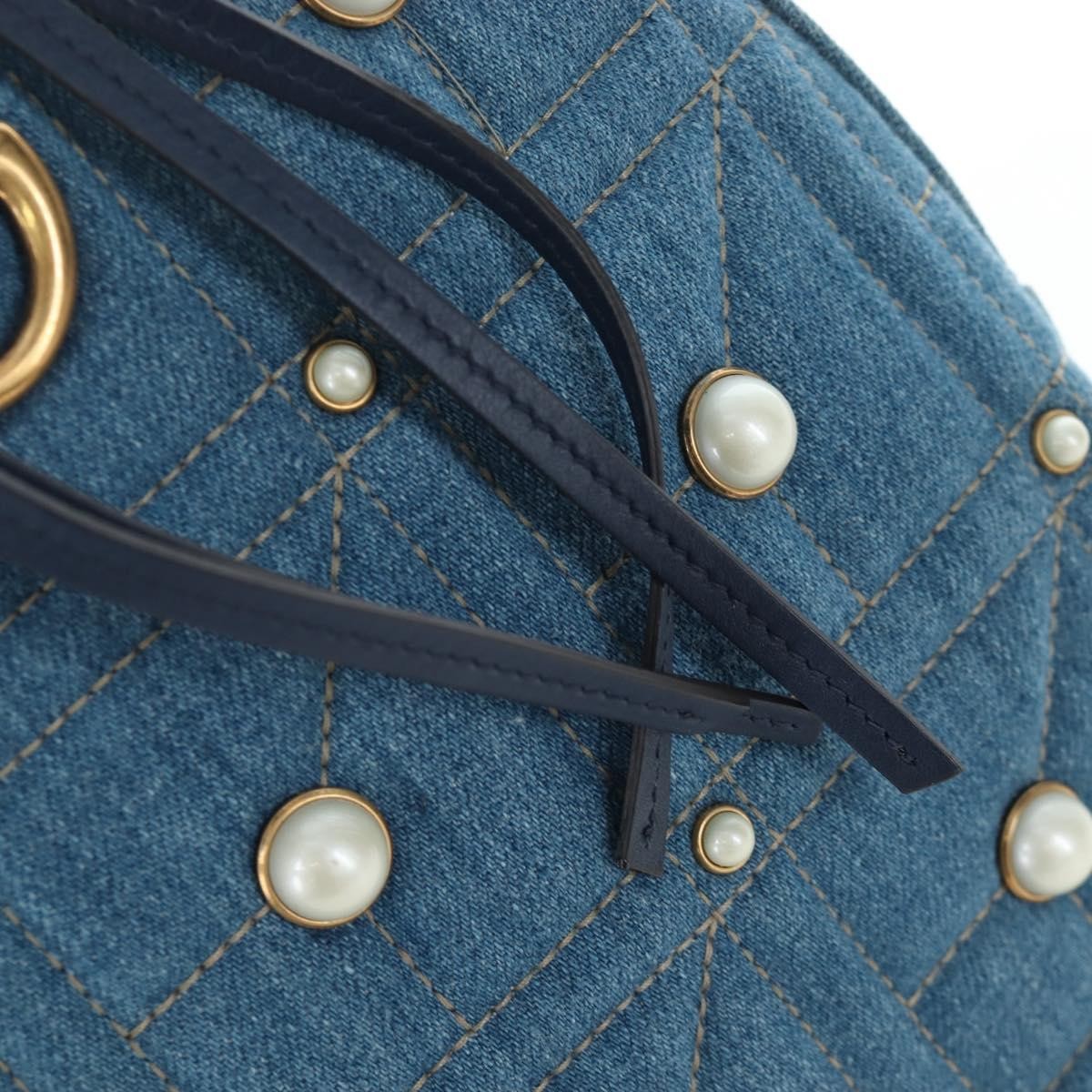 Gucci Pearly GG Marmont Embellished Matelasse Denim, Blue, Denim, Backpack