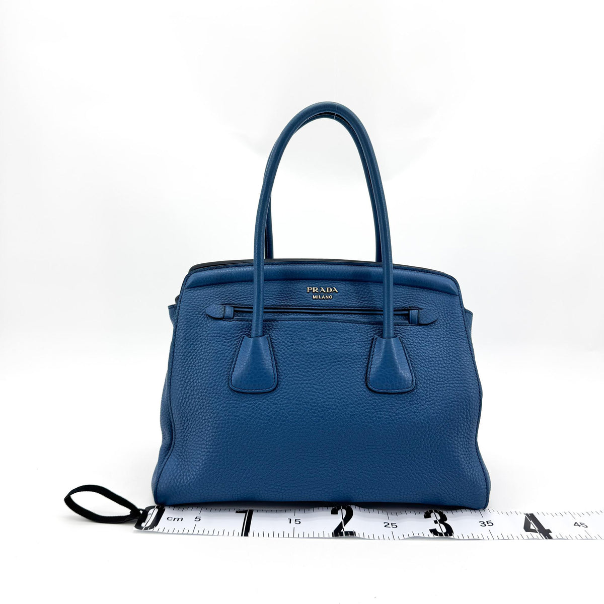 Prada Vitello Daino Leather, Blue, Leather, Shoulder Bag