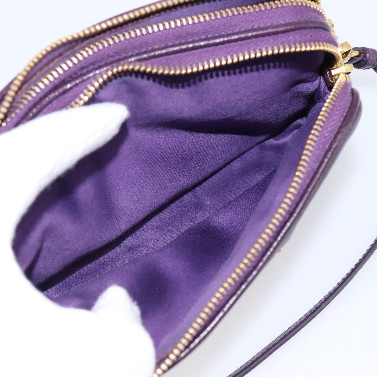 Miu Miu Double Zip Pochette Leather, Purple, Leather, Clutch