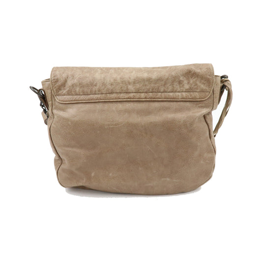 Balenciaga Classic Studs Folk Messenger Leather, Brown, Leather, Crossbody Bag