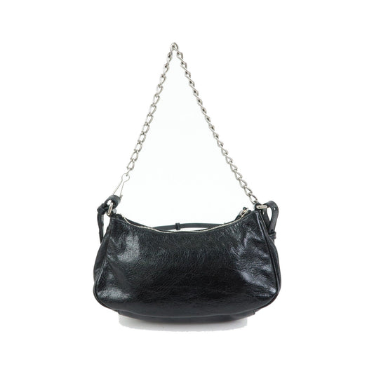 Balenciaga Le Cagole Giant Studs Chain Leather, Black, Leather, Shoulder Bag