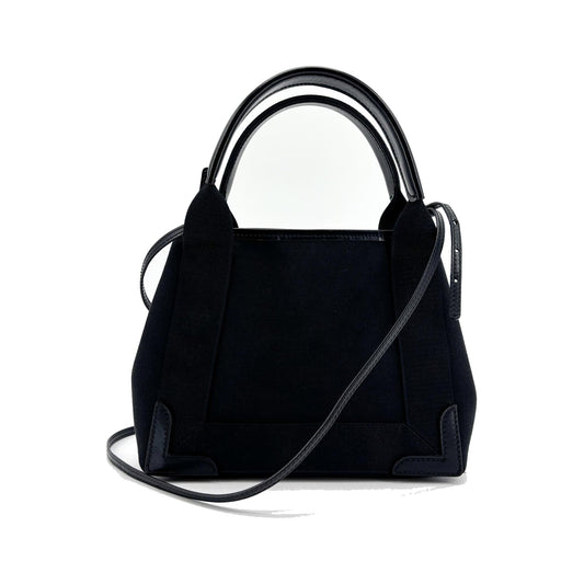 Balenciaga Navy Cabas Canvas with Leather, Black, Canvas, Tote Bag