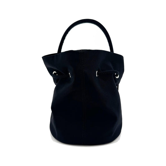 Balenciaga Wheel Drawstring Bucket Nylon, Black, Canvas, Handbag