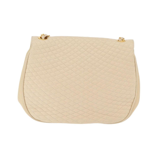 Bally Vintage Chain Quilted Leather, Neutral, Leather, Shoulder Bag