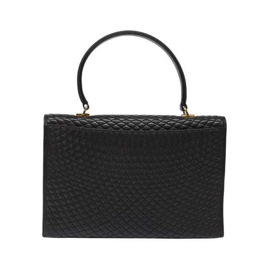 Bally Vintage Quilted Leather, Black, Leather, Handbag