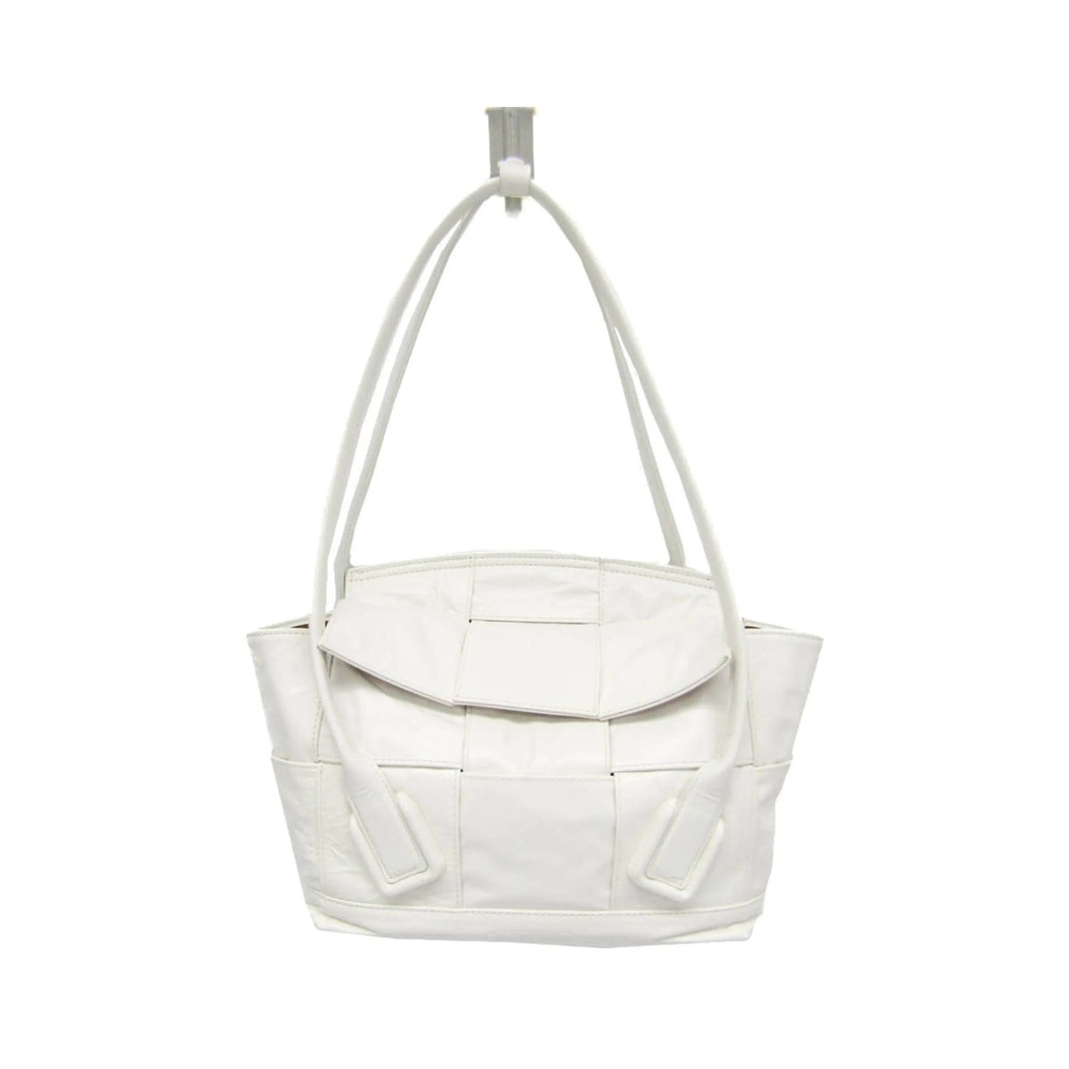 Bottega Veneta Arco Maxi Intrecciato Leather, White, Leather, Handbag