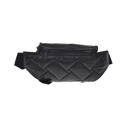 Bottega Veneta Folding Top Belt Perforated Leather, Black, Leather, Handbag