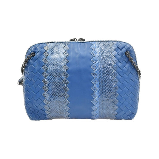 Bottega Veneta Nodini Embroidered Intrecciato Nappa, Blue, Leather, Shoulder Bag