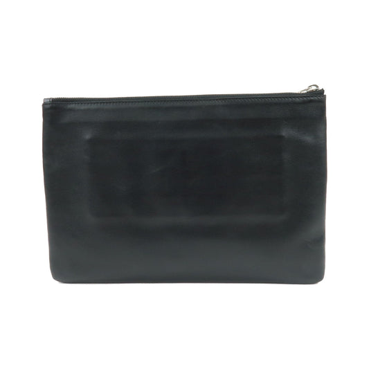 Burberry Logo Zip Printed Leather, Black, Leather, Clutch