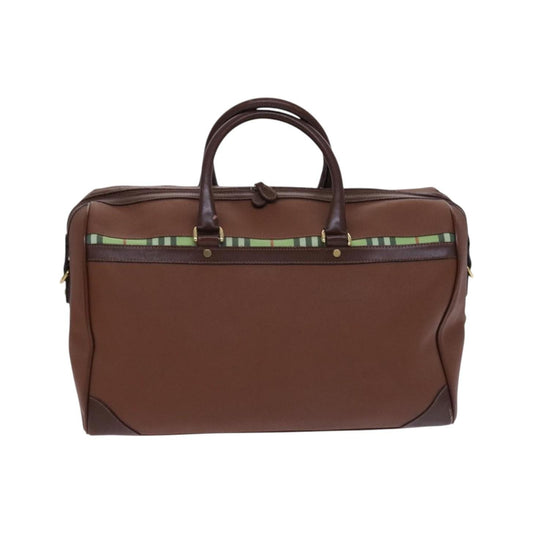 Burberry Nova check boston Canvas, Brown, Leather, Handbag