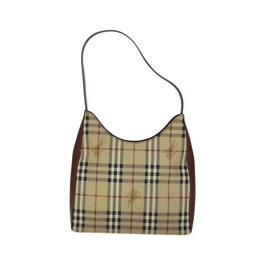 Burberry Shoulder Haymarket Coated Canvas, Beige, PVC, Shoulder bag