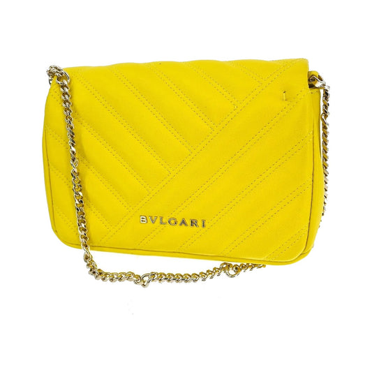 Bvlgari Serpenti Cabochon Diagonal Quilted Leather, Yellow, Leather, Shoulder Bag