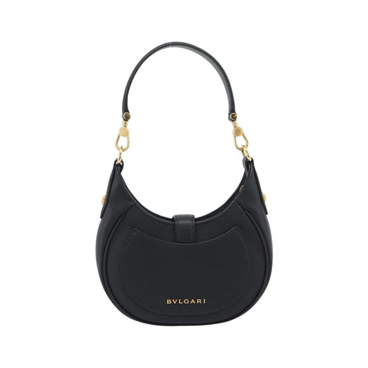 Bvlgari Serpenti Ellipse Leather, Black, Leather, Shoulder Bag