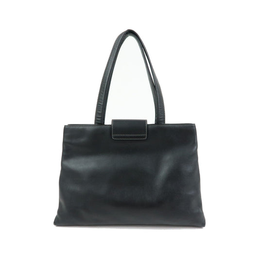 Bvlgari Tote Leather, Black, Leather, Tote Bag