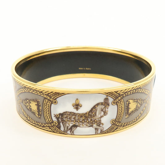 Hermes Bangle Printed Enamel, Multicolour, Gold Plated, Bracelet