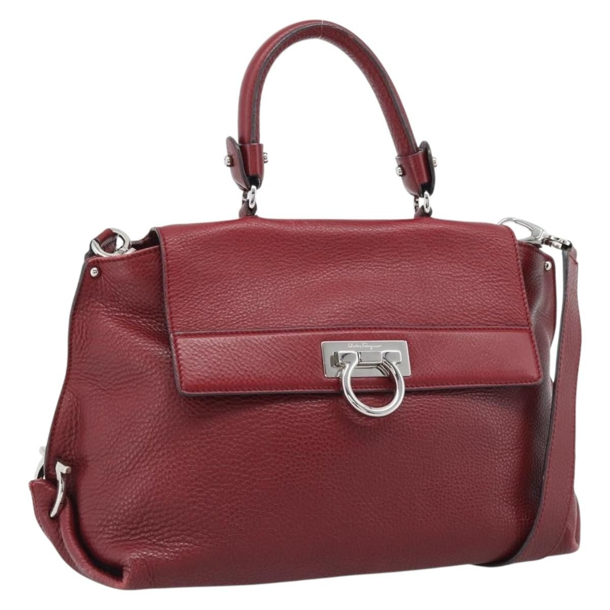 Salvatore Ferragamo Sofia Satchel Leather, Red, Leather, Handbag