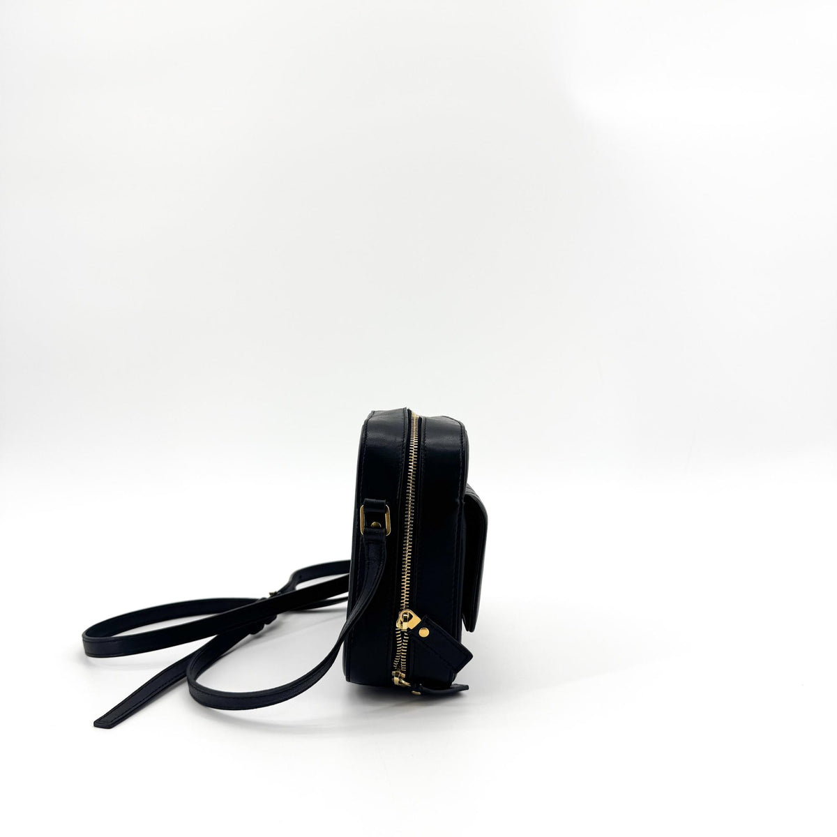 Saint Laurent Vicky Camera Vertical Quilted Leather, Black, Leather, Handbag