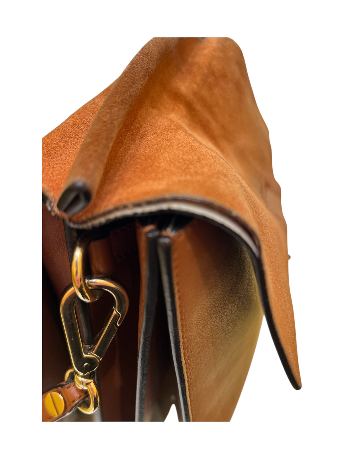 Chloe Faye Chain Leather and Suede, Brown, Leather, Shoulder Bag
