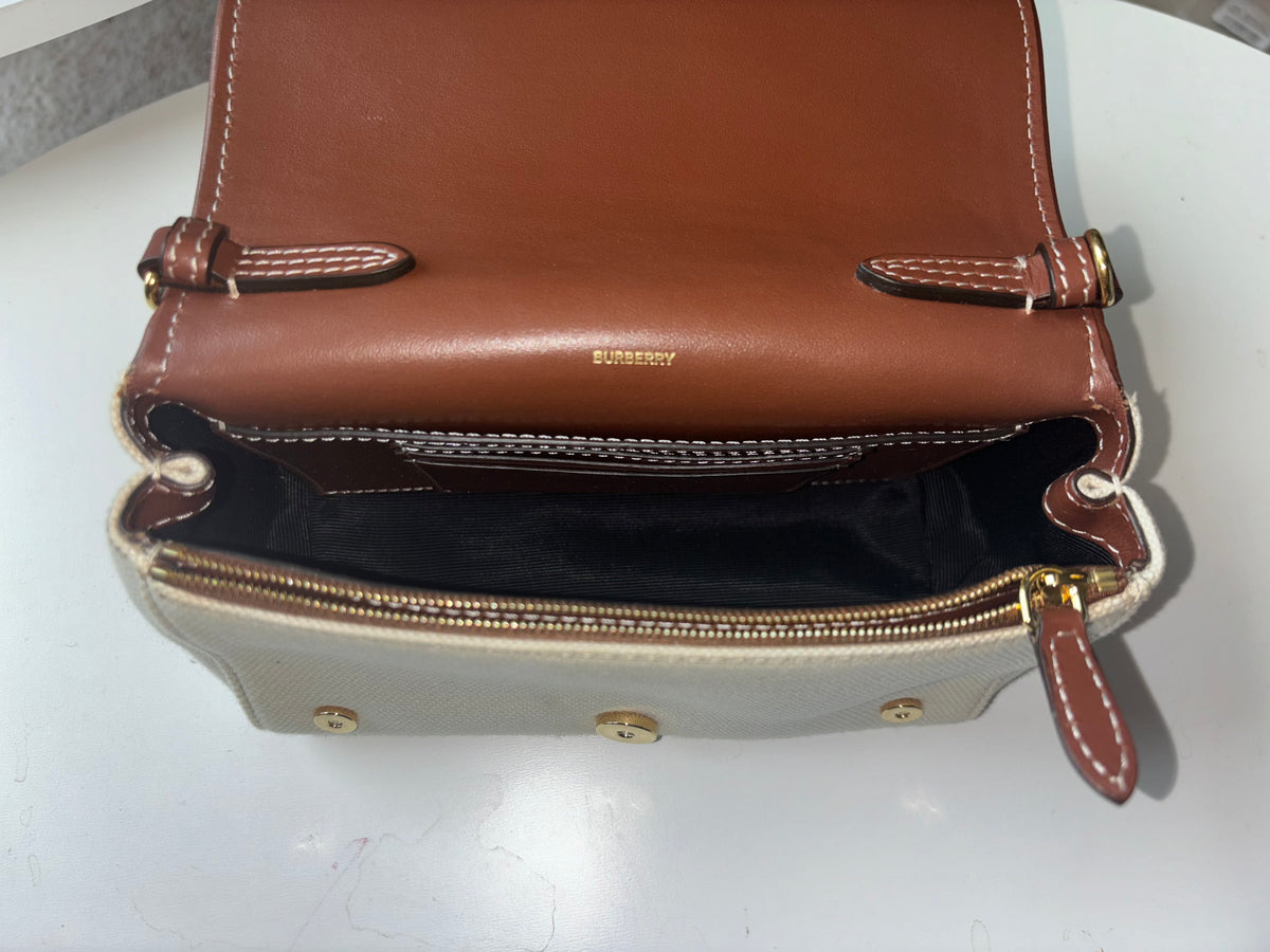 Burberry Horseferry Bum Printed Canvas, Beige, Canvas, Crossbody Bag
