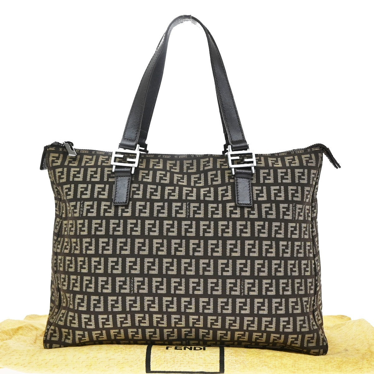 Fendi Shoulder Zucchino Canvas, Brown, Canvas, Shoulder Bag