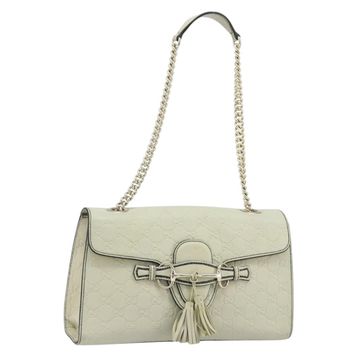 Gucci Emily Chain Flap Guccissima Leather, Beige, Leather, Shoulder Bag