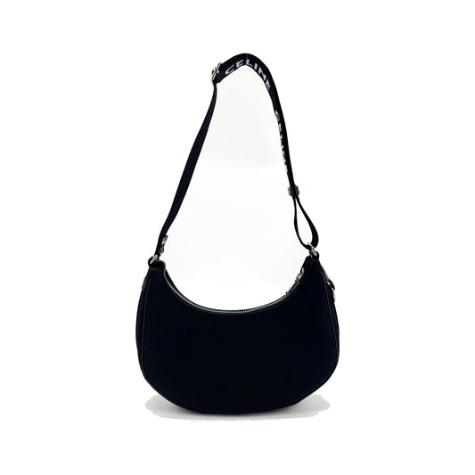 Celine Ava Triomphe Coated Canvas, Black, Textile, Handbag