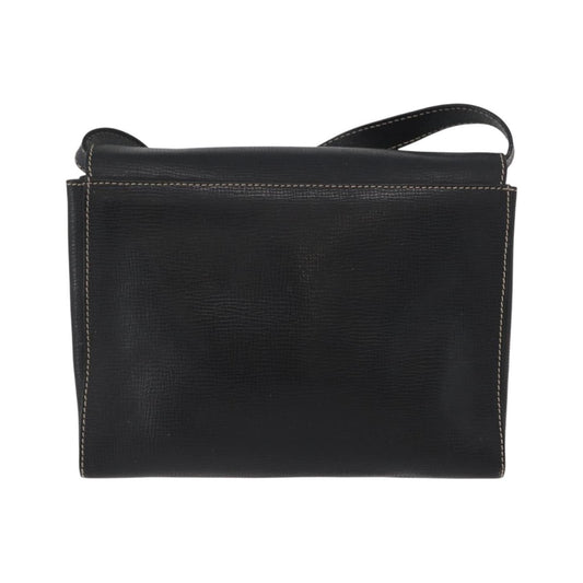 Celine Circle Logo Leather, Black, Leather, Shoulder Bag