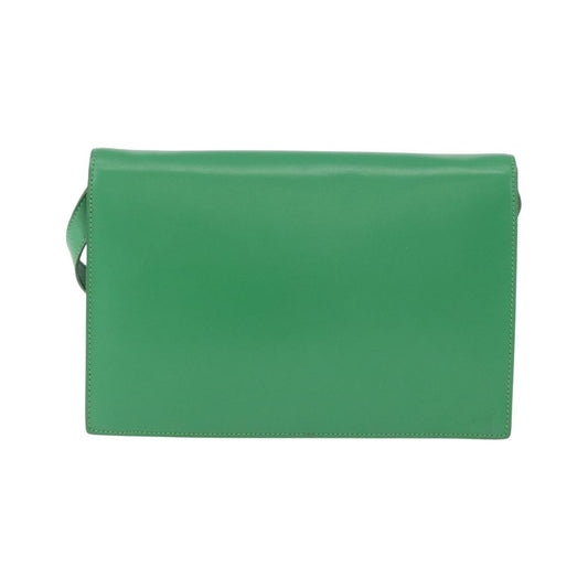 Celine Circle Logo Leather, Green, Leather, Shoulder Bag