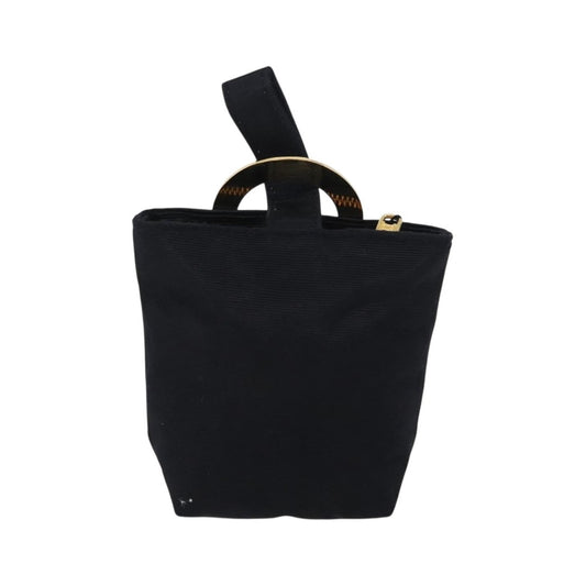 Celine Circle Logo Pouch Canvas, Black, Canvas, Clutch