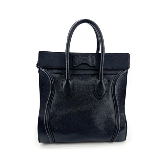 Celine Luggage Smooth Leather, Black, Leather, Handbag