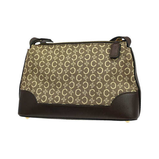 Celine Macadam Canvas, Brown, Canvas, Shoulder Bag