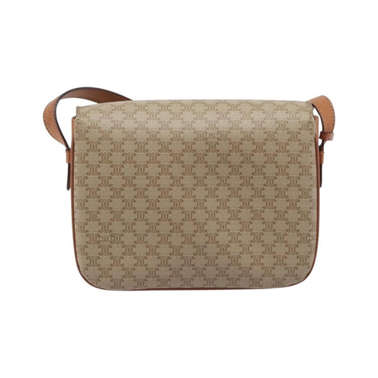 Celine Macadam Shoulder Canvas, Beige, Canvas, Crossbody Bag