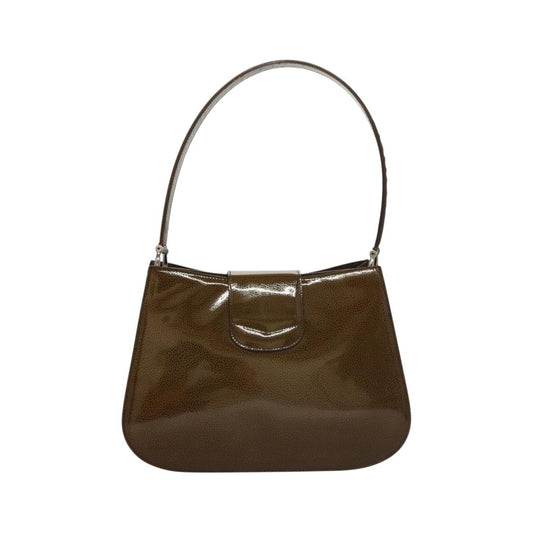 Celine Shoulder Leather, Khaki, Patent Leather, Shoulder Bag