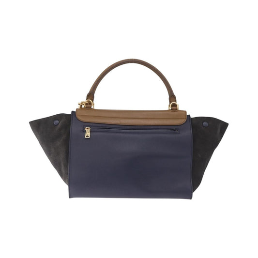 Celine Tricolor Trapeze Leather, Navy, Leather, Handbag