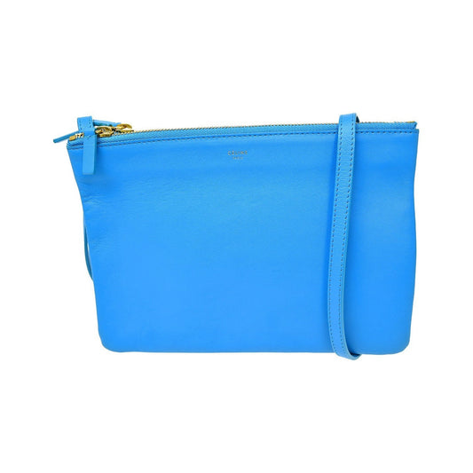 Celine Trio Leather, Blue, Leather, Shoulder Bag