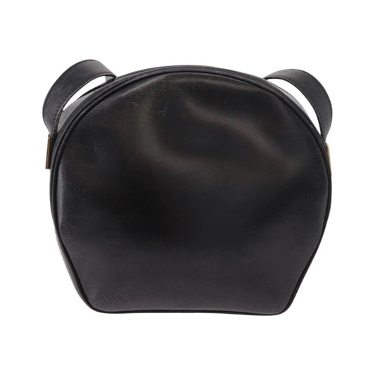 Celine Vintage Circle Logo Leather, Black, Leather, Shoulder Bag