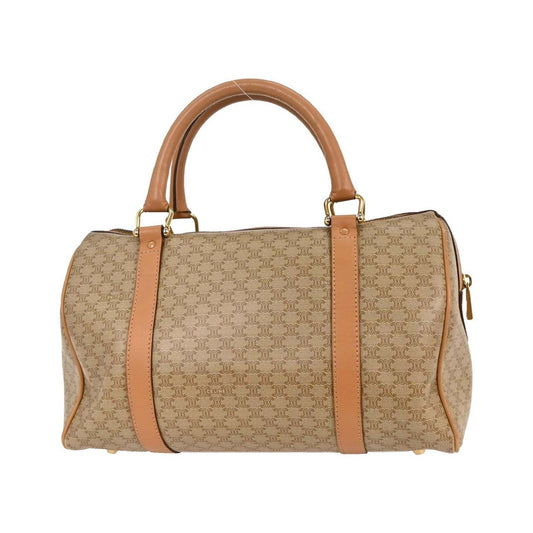 Celine Vintage Duffle Canvas and Leather, Beige, PVC, Travel Bag