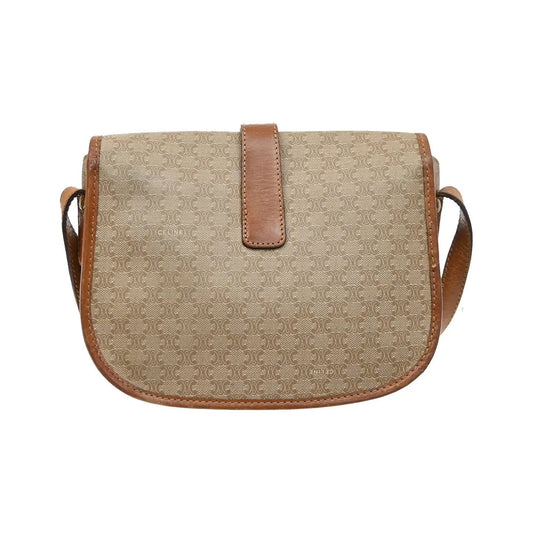 Celine Vintage Macadam Canvas and Leather, Beige, Canvas, Handbag