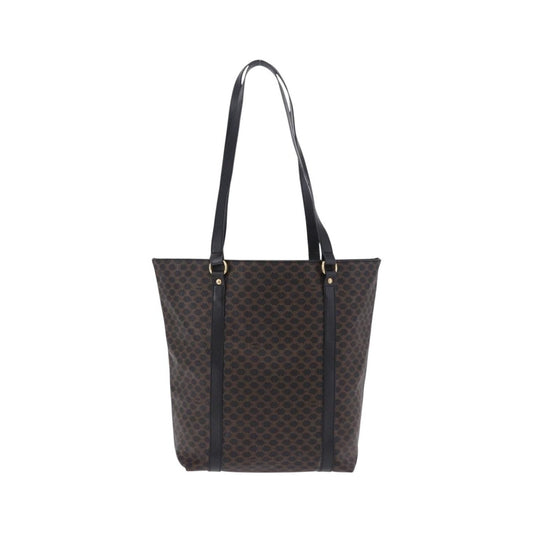 Celine Vintage Macadam Canvas and Leather, Black, Canvas, Shoulder Bag