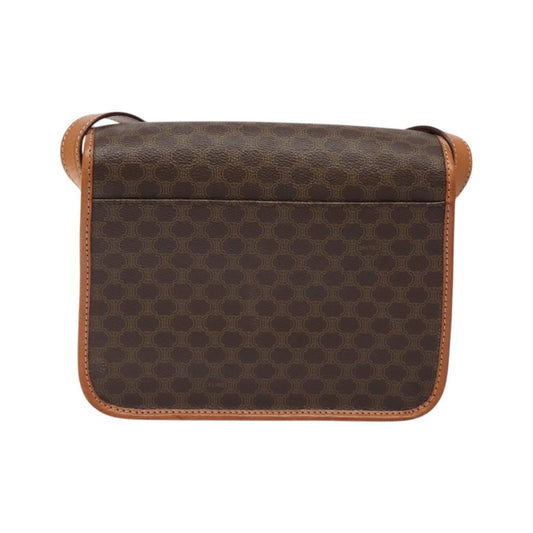 Celine Vintage Macadam Circle Logo Canvas and Leather, Brown, Canvas, Shoulder Bag
